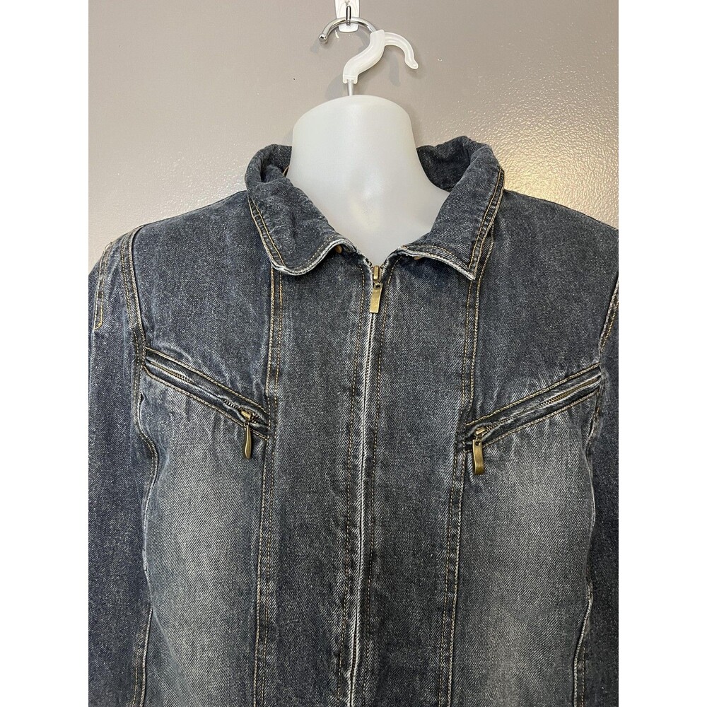 Giacca by Gallery Denim Jacket Womens 2X Blue Quilted Lined Zip Pockets - Picture 2 of 9